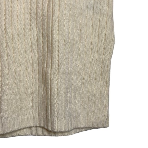 Divided H&M Cream Sweater Vest Ribbed V Neck Split Hem Acrylic Small Oversized - Picture 8 of 15